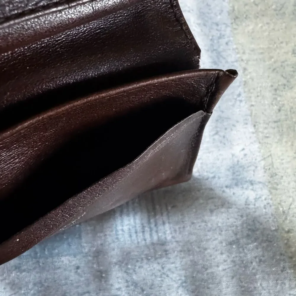 Christian Dior Vintage Brown Trotter Button Bifold Small Authentic Wallet